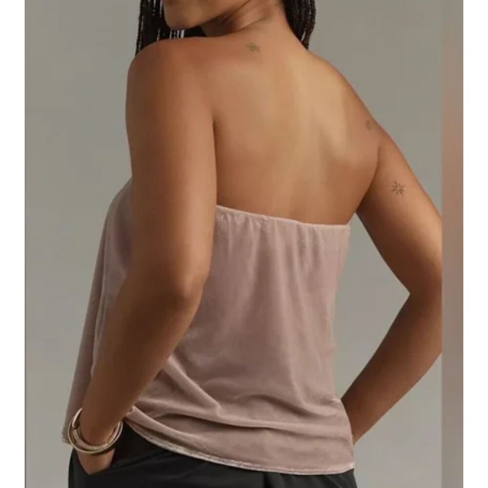 ~ NEW* Anthropologie Lg Tilda Strapless Top Velvet, Lt Mauve Muted Grayish Blush - Picture 10 of 16